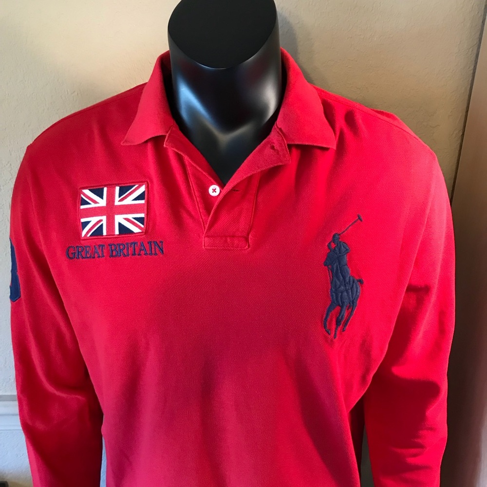 Men’s Red Polo by Ralph Lauren Large Long Sleeve